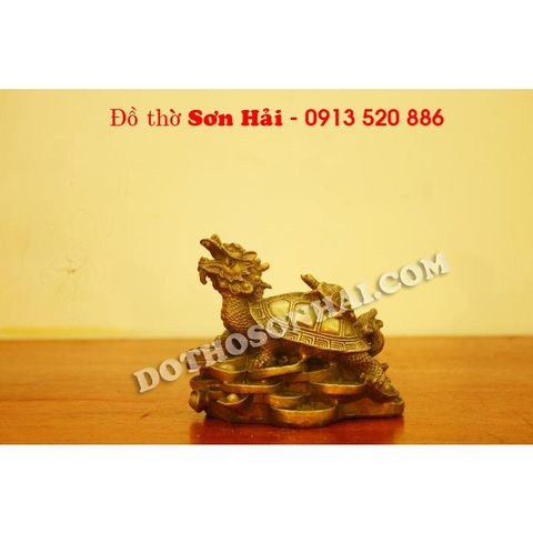 Rùa đồng phong thủy cõng con, 11cm x 9cm