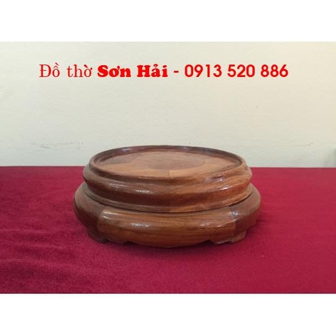 Đế bát hương gỗ tròn đẹp, mẫu cổ, gỗ hương, đường kính 13cm