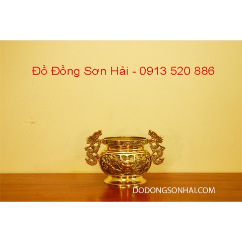 Bát hương bằng đồng Đài Loan rộng 18cm, cao 17,5cm, mã A119