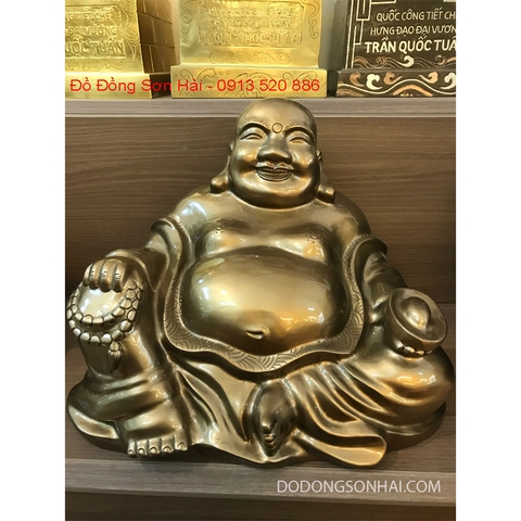 Tượng Phật Di Lặc ngồi, đúc bằng đồng đỏ, màu cổ, rộng 35cm, cao 26cm, mã D13