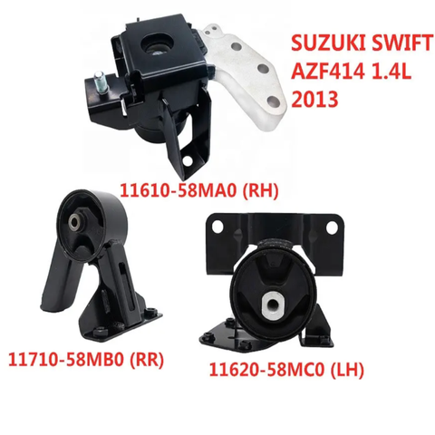 Bộ cao su chân máy Suzuki Swift 2013-2017 1.4L | 11610-58MA0, 11620-58MC0, 11710-58MB0