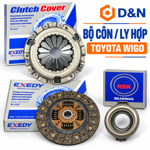 Bộ côn ly hợp Toyota Wigo 2018-2025 | 31250-BZ270, 31210-BZ180, 31230-BZ040