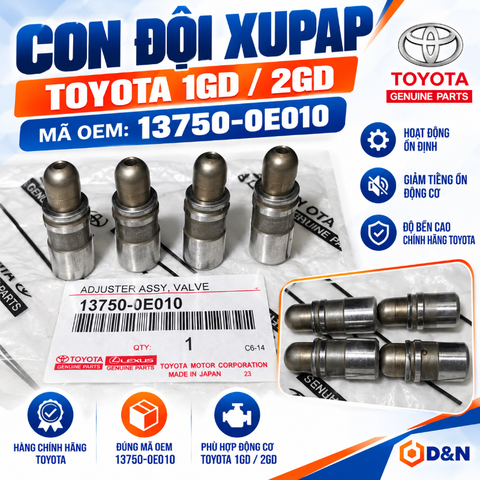 Con đội thủy lực xupap Toyota Fortuner, Hilux 2016-2025 1GD, 2GD | 13750-0E010, 13750-0E012