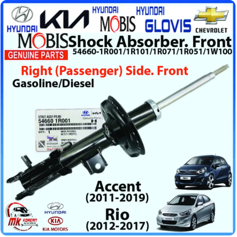 Giảm xóc trước, phuộc trước Hyundai Accent, Kia Rio 2010-2017 | 54650-1R000, 54660-1R000, 54650-1R001, 54660-1R001, 54650-1R100, 54660-1R100, 54650-1R101, 54660-1R101, 54650-1W000, 54660-1W000, 54650-1W001, 54660-1W001, 54650-1W030, 54660-1W030