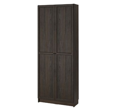 TỦ SÁCH CÓ CỬA BILLY / OXBERG IKEA - NÂU SẪM 80x30x202cm
