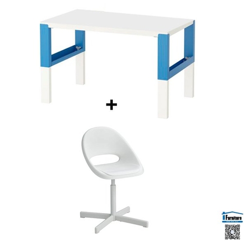 COMBO BÀN GHẾ TRẺ EM PÅHL / LOBERGET IKEA - TRẮNG/XANH 96x58 cm