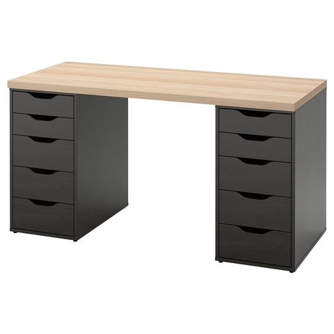 BÀN LÀM VIỆC LAGKAPTEN / ALEX IKEA - SỒI/NÂU ĐEN 140x60 cm