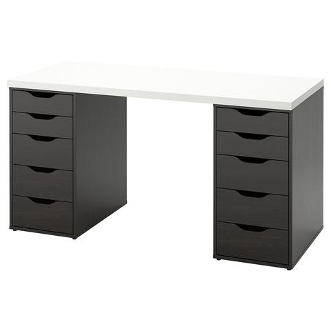 BÀN LÀM VIỆC LAGKAPTEN / ALEX IKEA - TRẮNG/ĐEN NÂU 140x60 cm