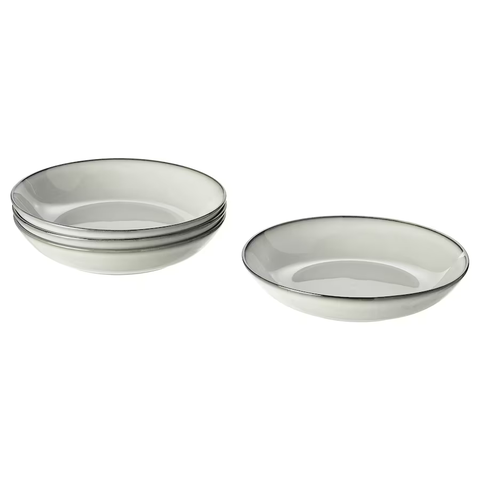 BỘ 4 ĐĨA SÂU LÒNG GLADELIG IKEA - XÁM 21 cm