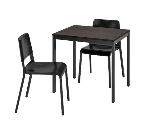 SET BÀN GHẾ PHÒNG ĂN VANGSTA / TEODORES IKEA - NÂU SẪM / ĐEN 80/120 cm