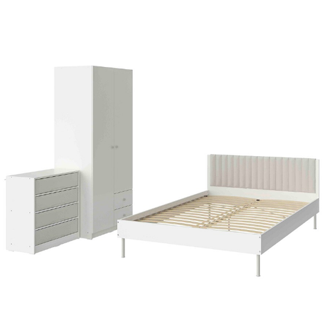 BỘ NỘI THẤT PHÒNG NGỦ BRUKSVARA IKEA - TRẮNG 150x200 cm