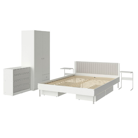 BỘ NỘI THẤT PHÒNG NGỦ BRUKSVARA IKEA - TRẮNG 180x200 cm