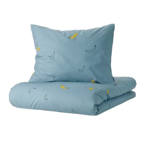 BỘ VỎ CHĂN GỐI VÄNKRETS IKEA - XANH LAM /HÌNH CHUỐI 150x200 / 50x80 cm