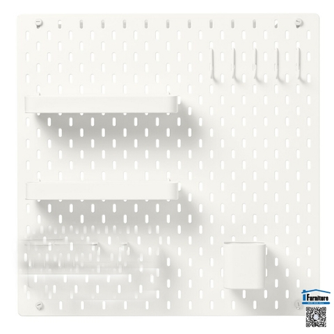 COMBO SET BẢNG GHIM KÈM 3 MÓN SKÅDIS IKEA - TRẮNG 56 x 56 cm