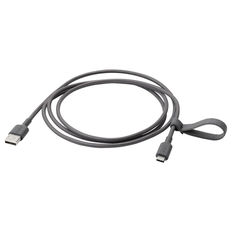 DÂY SẠC USB LILLHULT IKEA - XÁM ĐEN 1,5 m