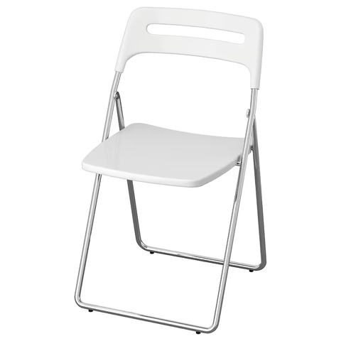 GHẾ GẤP THÔNG MINH NISSE IKEA - TRẮNG / MẠ CROM BÓNG