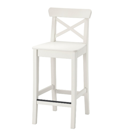 GHẾ QUẦY BAR CÓ TỰA LƯNG INGOLF IKEA - TRẮNG 63 cm