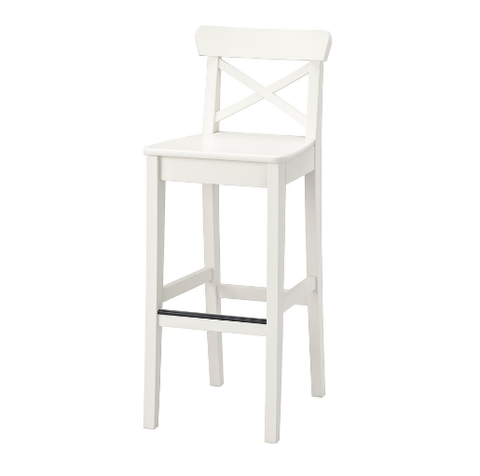 GHẾ QUẦY BAR CÓ TỰA LƯNG INGOLF IKEA - TRẮNG 74 cm