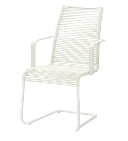 GHẾ CÓ TAY VỊN NGOÀI TRỜI VÄSMAN IKEA - TRẮNG