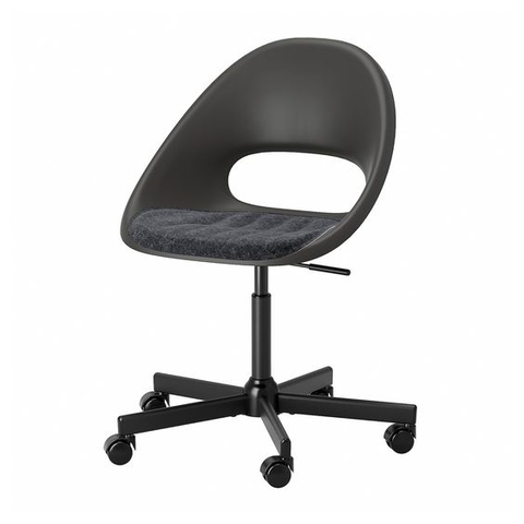 GHẾ XOAY CÓ ĐỆM ELDBERGET / MALSKÄR IKEA - ĐEN / XÁM ĐẬM