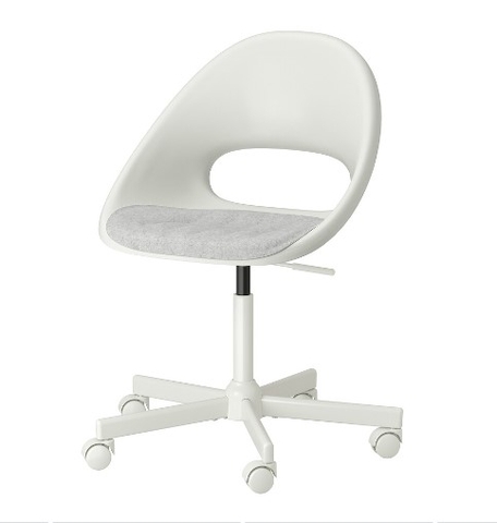 GHẾ XOAY CÓ ĐỆM LOBERGET / MALSKÄR IKEA - TRẮNG / XÁM NHẠT