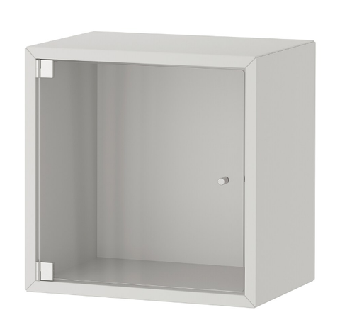 GIÁ VUÔNG TREO TƯỜNG CÓ CỬA KÍNH EKET IKEA - XÁM NHẠT 35x25x35 cm