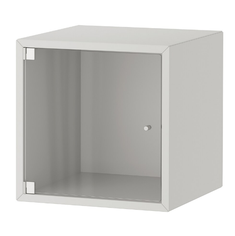 GIÁ VUÔNG TREO TƯỜNG CÓ CỬA KÍNH EKET IKEA - XÁM NHẠT 35x35x35 cm