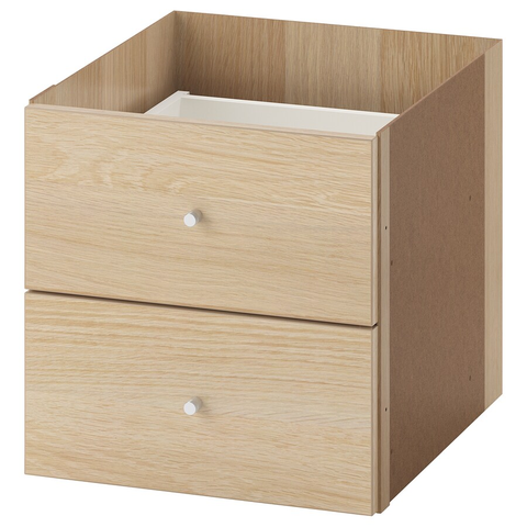 HỘP CHÈN 2 NGĂN CÓ CỬA KALLAX IKEA - SỒI TRẮNG 33x33 cm