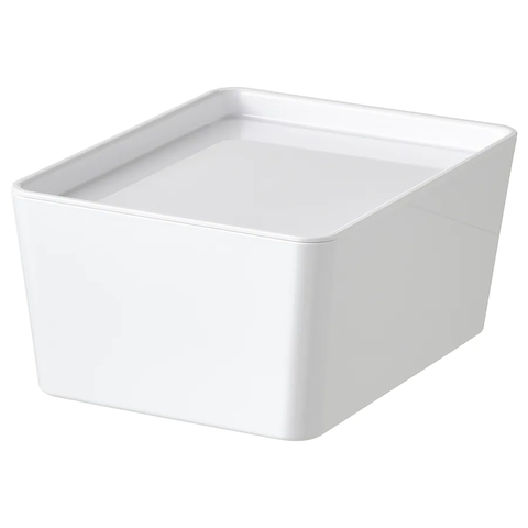 HỘP LƯU TRỮ CÓ NẮP KUGGIS IKEA - TRẮNG 13x18x8 cm