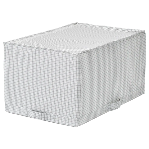 HỘP ĐỰNG ĐỒ STUK IKEA - KẺ XÁM 34x51x28 cm