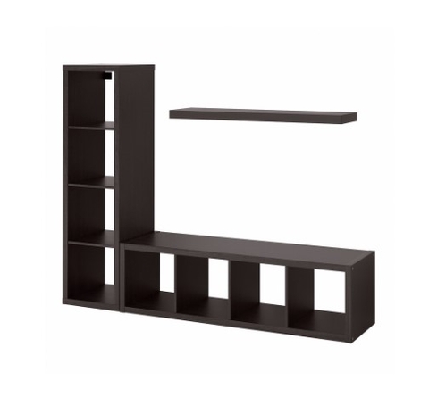 KỆ TIVI KẾT HỢP KỆ LƯU TRỮ KALLAX / LACK IKEA - NÂU ĐEN 189x39x147 cm