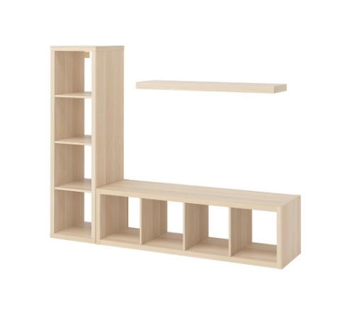 KỆ TIVI KẾT HỢP KỆ LƯU TRỮ KALLAX / LACK IKEA - SỒI TRẮNG 189x39x147 cm