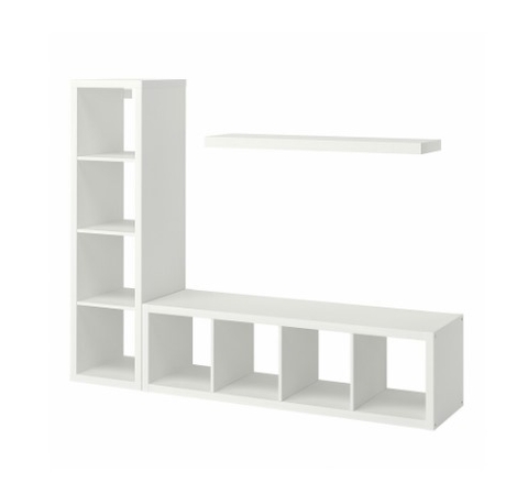 KỆ TIVI KẾT HỢP KỆ LƯU TRỮ KALLAX / LACK IKEA - TRẮNG 189x39x147 cm