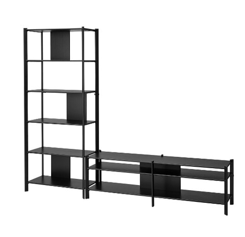 KỆ LƯU TRỮ VÀ TI VI KẾT HỢP JÄTTESTA IKEA - ĐEN 240x40x194 cm