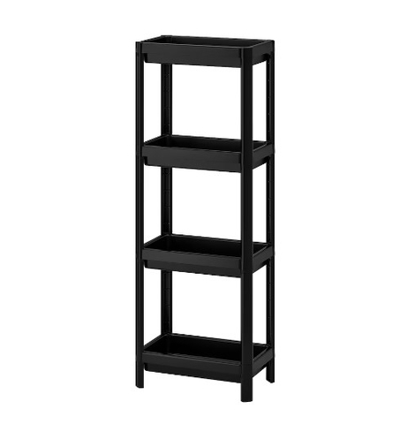 KỆ NHỰA 4 TẦNG VESKEN IKEA - ĐEN 37x23x101 cm