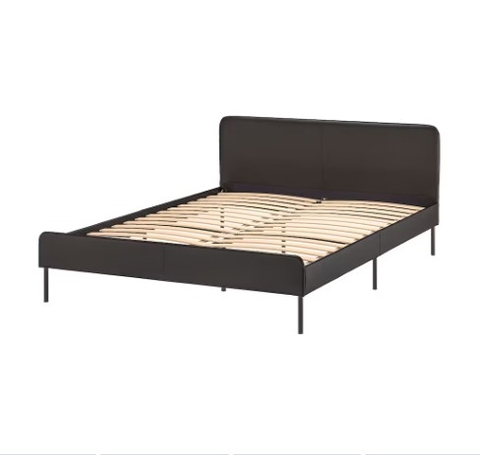 KHUNG GIƯỜNG BỘC NỆM SLATTUM IKEA - ĐEN 180x200 cm