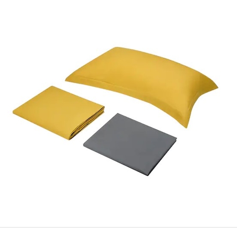BỘ CHĂN GỐI KHĂN TRẢI GIƯỜNG LAPPRÖR IKEA - VÀNG/XÁM 150x200 cm