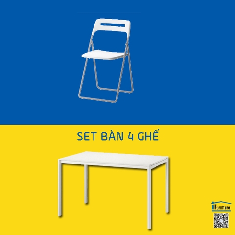 BỘ BÀN 4 GHẾ MELLTORP / NISSE IKEA - TRẮNG 125x75 cm