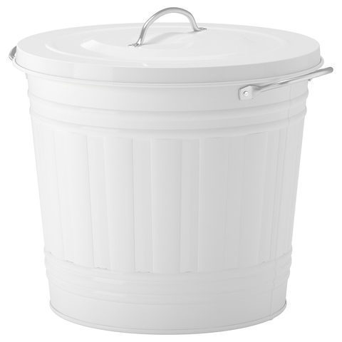 THÙNG CÓ NẮP KNODD IKEA - TRẮNG 16 L