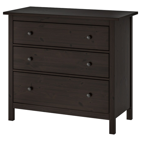 TỦ 3 NGĂN KÉO HEMNES IKEA - NÂU ĐEN 108x96 cm