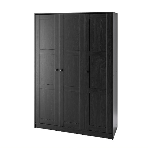 TỦ QUẦN ÁO 3 CÁNH RAKKESTAD IKEA - NÂU ĐEN 117x176 cm