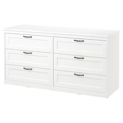 TỦ NGANG 6 NGĂN KÉO SONGESAND IKEA - TRẮNG 161x81 cm