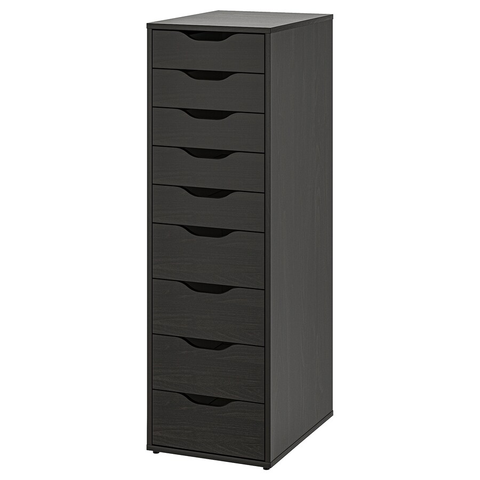 TỦ 9 NGĂN KÉO ALEX IKEA - NÂU ĐEN 36x116 cm