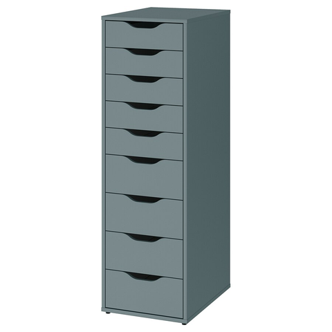 TỦ 9 NGĂN KÉO ALEX IKEA - XANH XÁM 36x116 cm