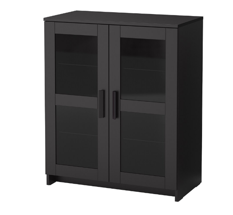 TỦ CÓ CỬA KÍNH BRIMNES IKEA - ĐEN 78x95 cm