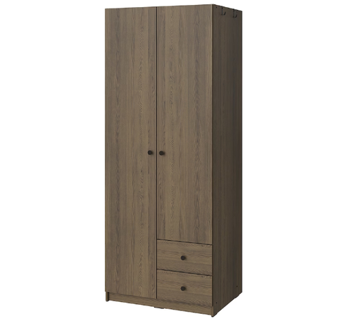 TỦ QUẦN ÁO 2 CÁNH 2 NGĂN KÉO BRUKSVARA IKEA - NÂU 79x57x201 cm