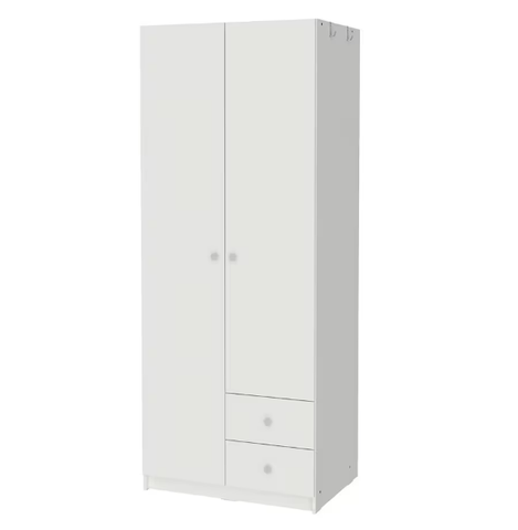 TỦ QUẦN ÁO 2 CÁNH 2 NGĂN KÉO BRUKSVARA IKEA - TRẮNG 79x57x201 cm
