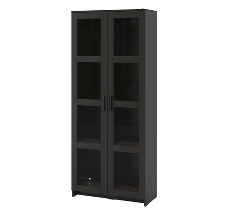 TỦ CÁNH KÍNH BRIMNES IKEA - ĐEN 80x190 cm