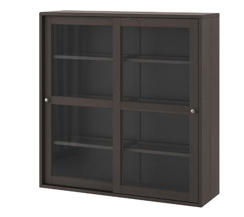 TỦ CÁNH KÍNH HAVSTA IKEA - NÂU SẪM 121x35x123 cm