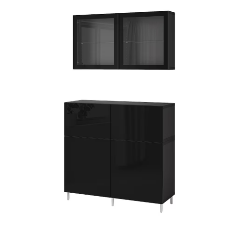 TỦ LƯU TRỮ KẾT HỢP BESTÅ IKEA - ĐEN NÂU BÓNG 120x42x213 cm